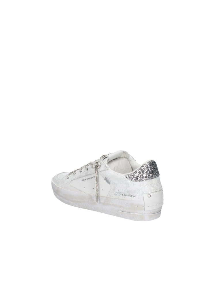 Crime London scarpe bianche donna logo sul lato