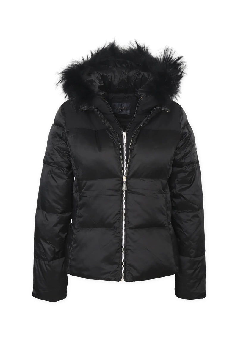 Black down jacket with fur for girls 6-16 years - Yess Zee Essenza - BLACK | CammarataMode