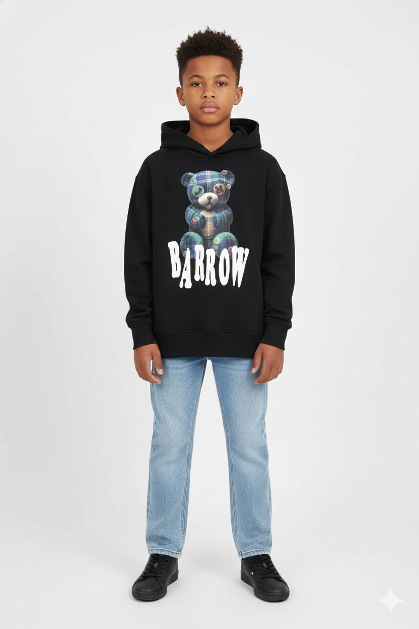 Barrow Felpa Nero Bambino In Cotone Con Cappuccio Uso Sportivo AI25