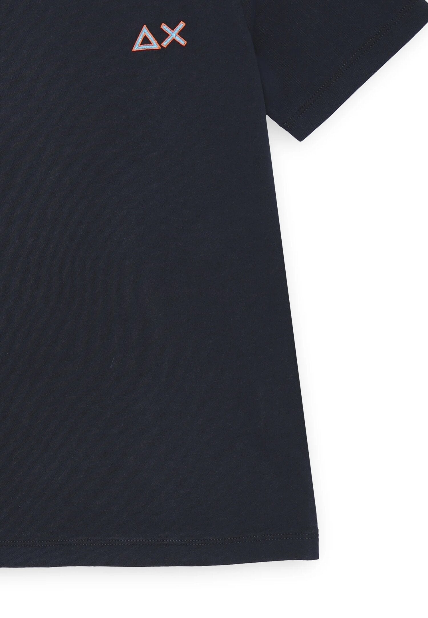 T-shirt blu bambino Sun68 manica corta logo discreto cotone estivo | CammarataMode