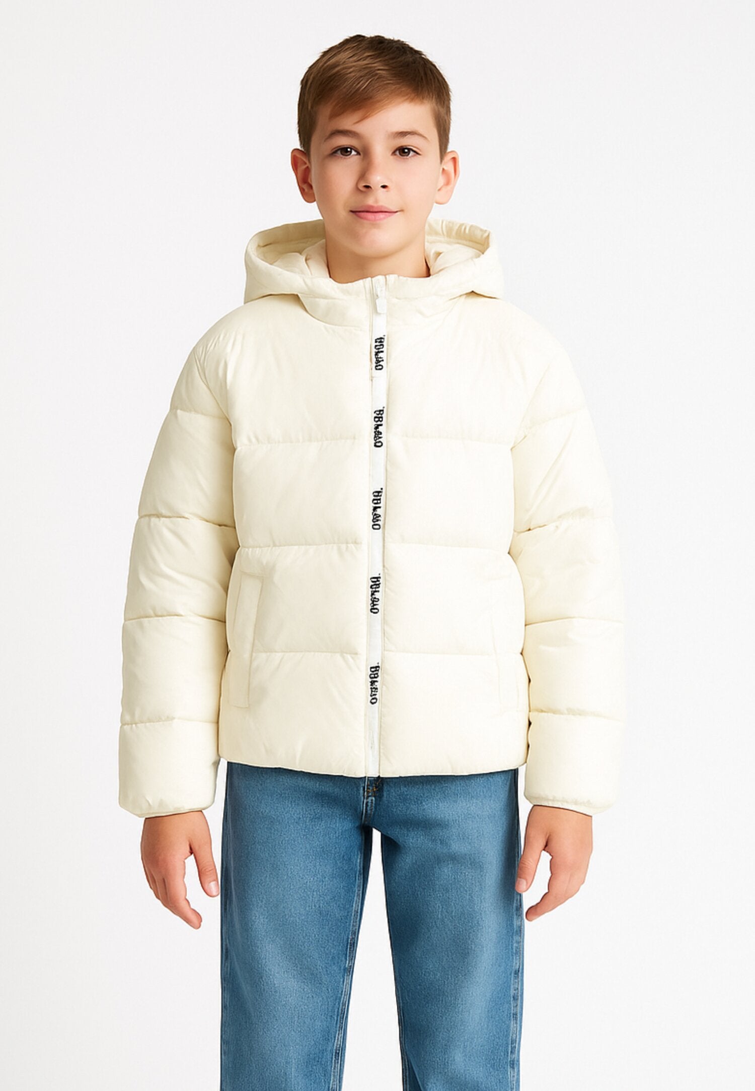 Disclaimer Giubbotto Bianco Bambino In Nylon Con Cappuccio Sportivo AI25