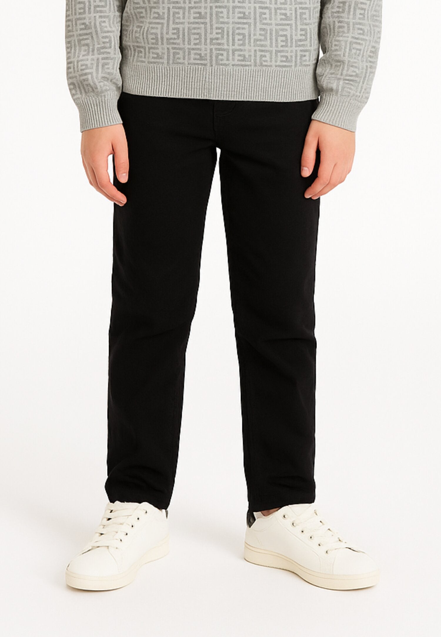 John Richmond Jeans Nero Bambino Cinque Tasche In Cotone Vita Regolabile