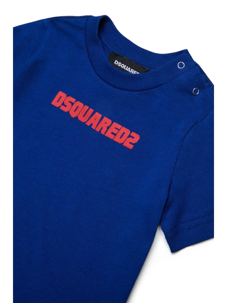 Dsquared t-shirt infant in cotone bluette con logo Bambino