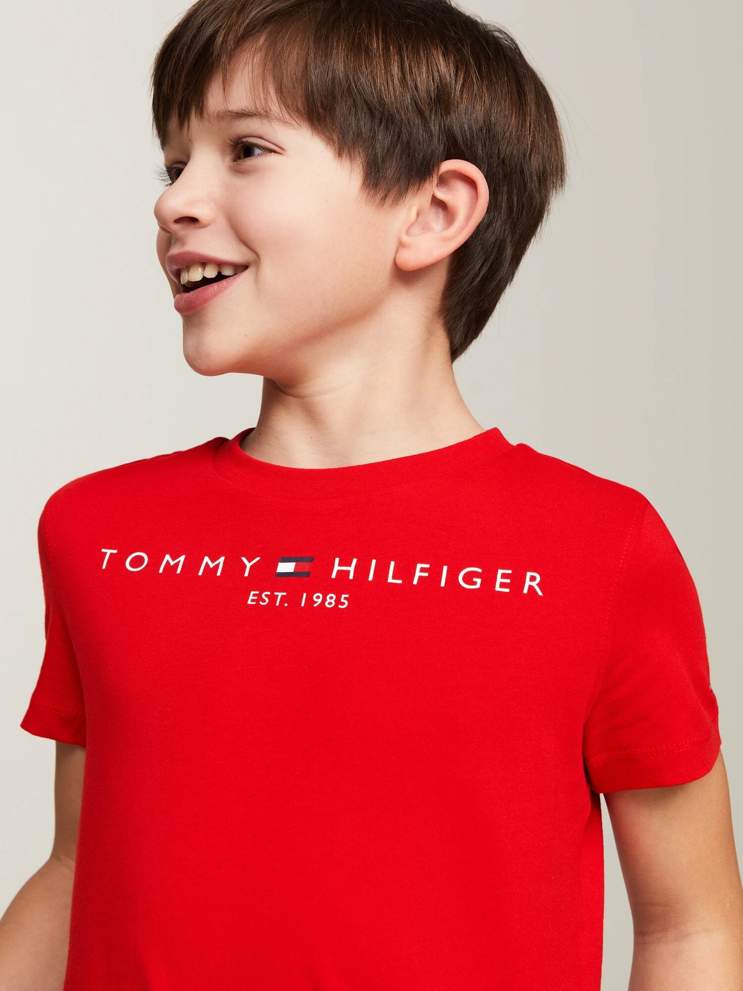 Tommy Hilfiger Tshirt Rosso Bambino In Jersey Maniche Corte Quotidiano PE26