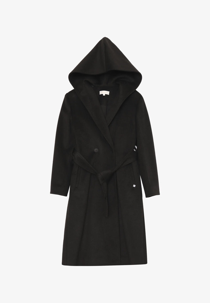 Kocca cappotto nero bambina e ragazza con cappuccio elegante - NERO | CammarataMode