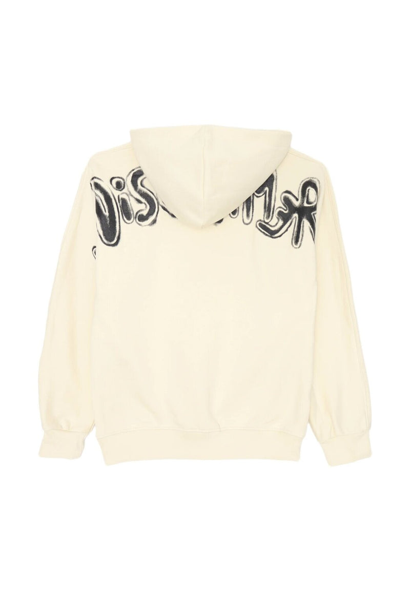 Disclaimer felpa con cappuccio bambino off white cotone inverno logo ricamato - PANNA | CammarataMode