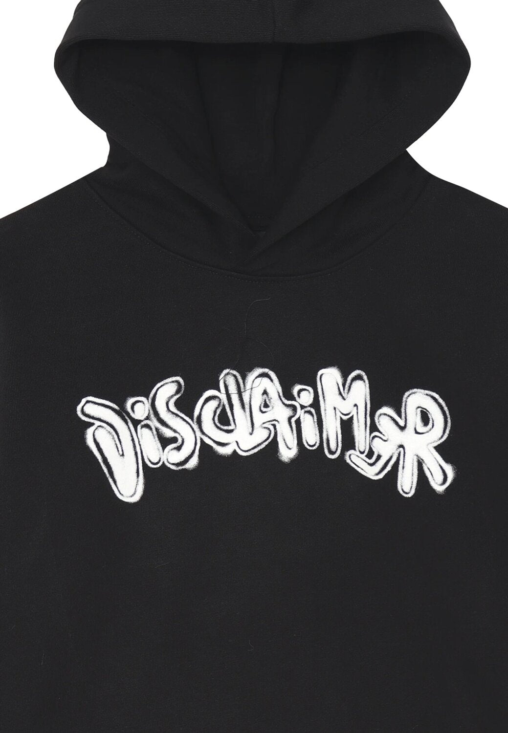 Disclaimer felpa con cappuccio bambino nera cotone inverno logo bianco