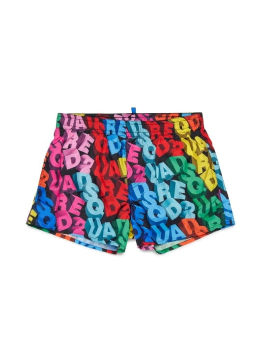 Dsquared costume da bagno kids/junior multicolor con logo 3d Bambino