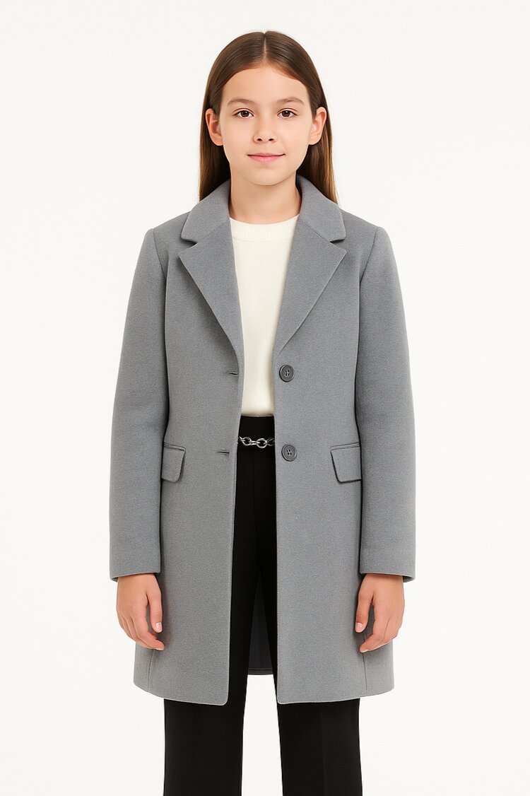 Kocca cappotto classico grigio bambina e ragazza elegante lungo