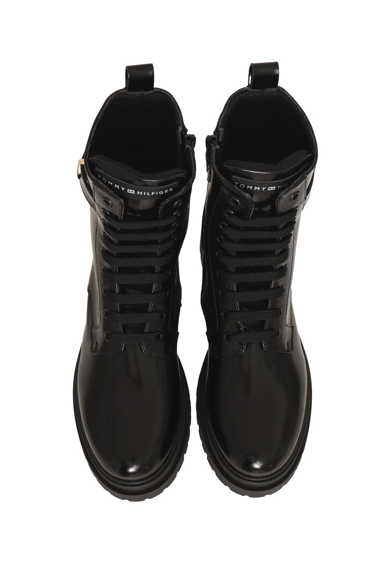 Tommy Hilfiger stivaletti stringati bambina neri inverno urban - NERO | CammarataMode
