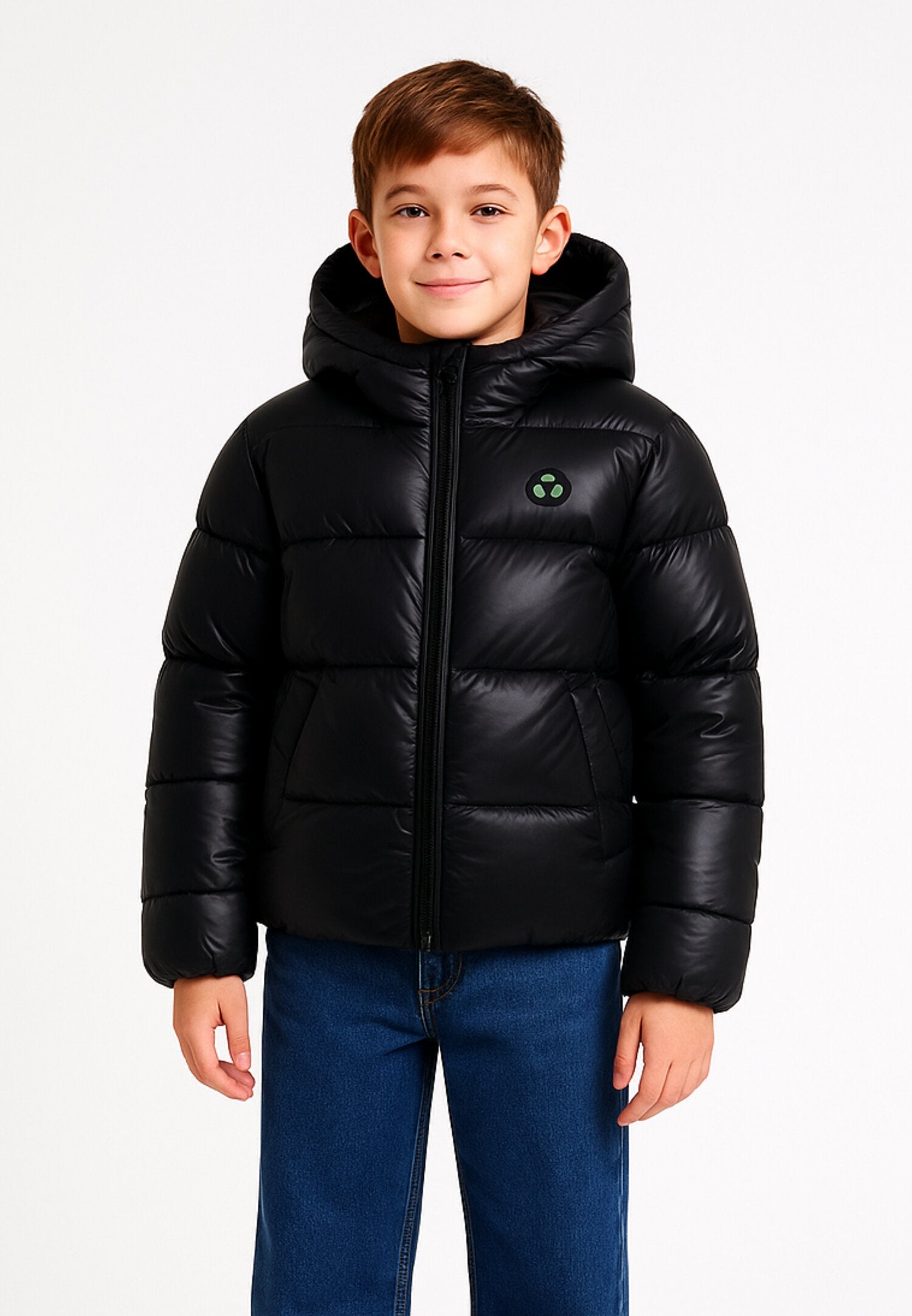 Peuterey piumino invernale bambino nero imbottito in piuma con cappuccio