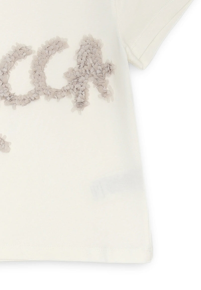 Maglia bambina Kocca beige logo 3D ricamato cotone estate 2025 - BEIGE | CammarataMode