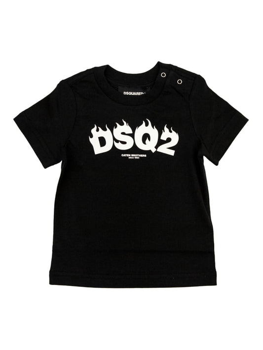 Dsquared t-shirt infant in cotone nero con logo Bambino