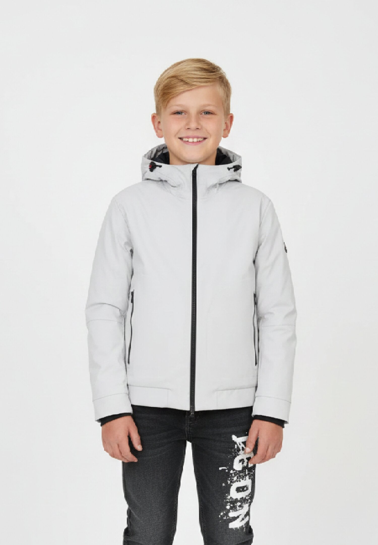 Peuterey Giubbotto Grigio Bambino In Nylon Con Cappuccio Invernale AI25