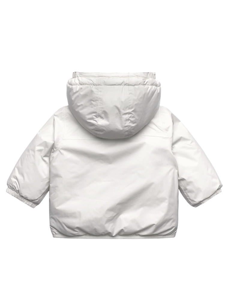 Kway giubbotto bianco con cappuccio imbottito per bambino e neonato