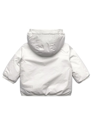 Kway giubbotto bianco con cappuccio imbottito per bambino e neonato
