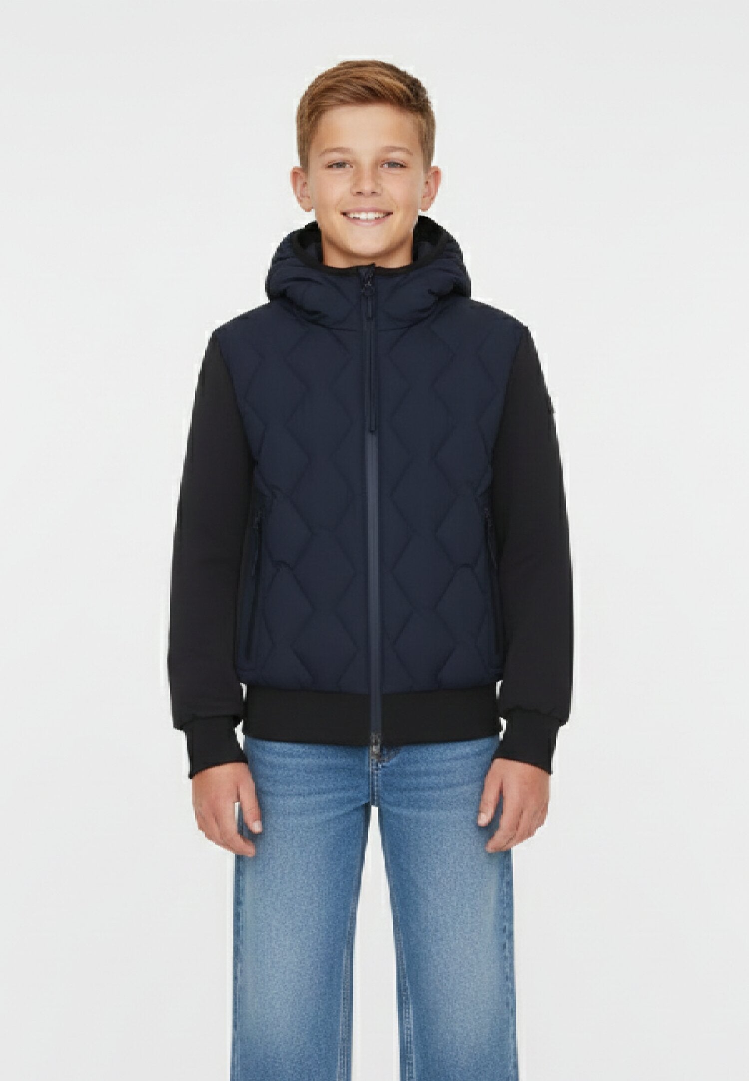 Peuterey Giubbotto Blu Bambino In Nylon Con Cappuccio Sportivo AI25