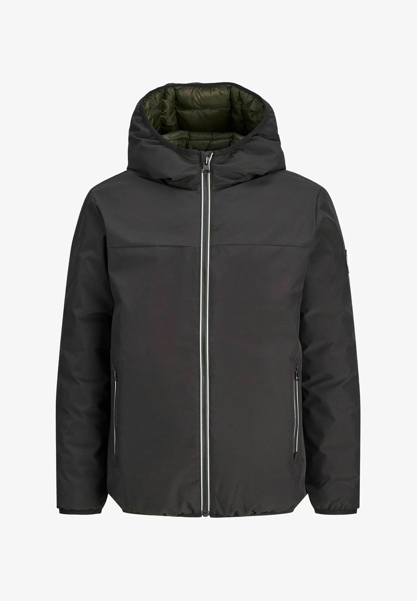 Jack & Jones GIUBBOTTO REVERSIBILE NERO INTERNO VERDE CON CAPPUCCIO Bambini e ragazzi 12299420.NE_