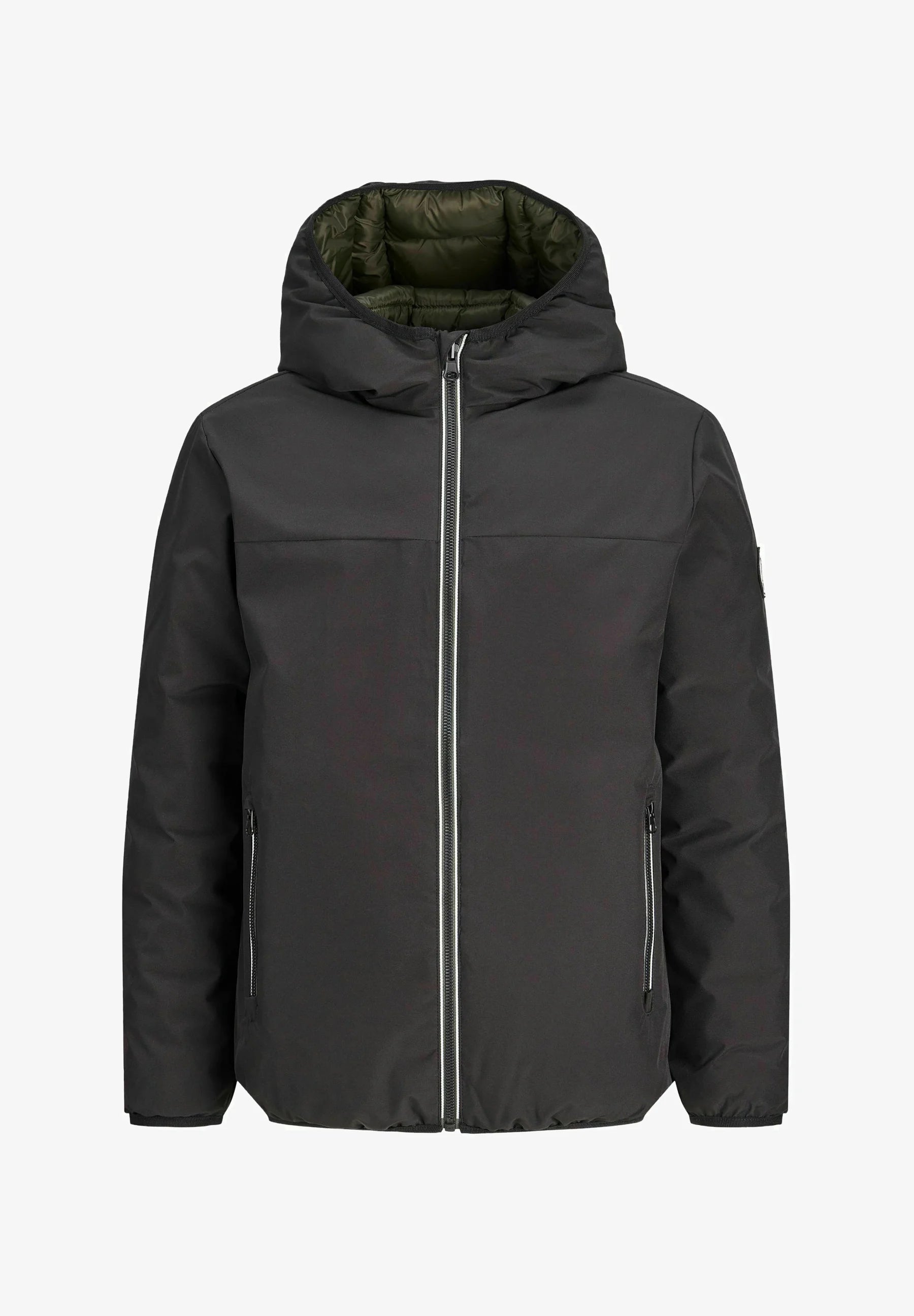 Jack & Jones GIUBBOTTO REVERSIBILE NERO INTERNO VERDE CON CAPPUCCIO Bambini e ragazzi 12299420.NE_