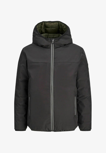Jack & Jones GIUBBOTTO REVERSIBILE NERO INTERNO VERDE CON CAPPUCCIO Bambini e ragazzi 12299420.NE_