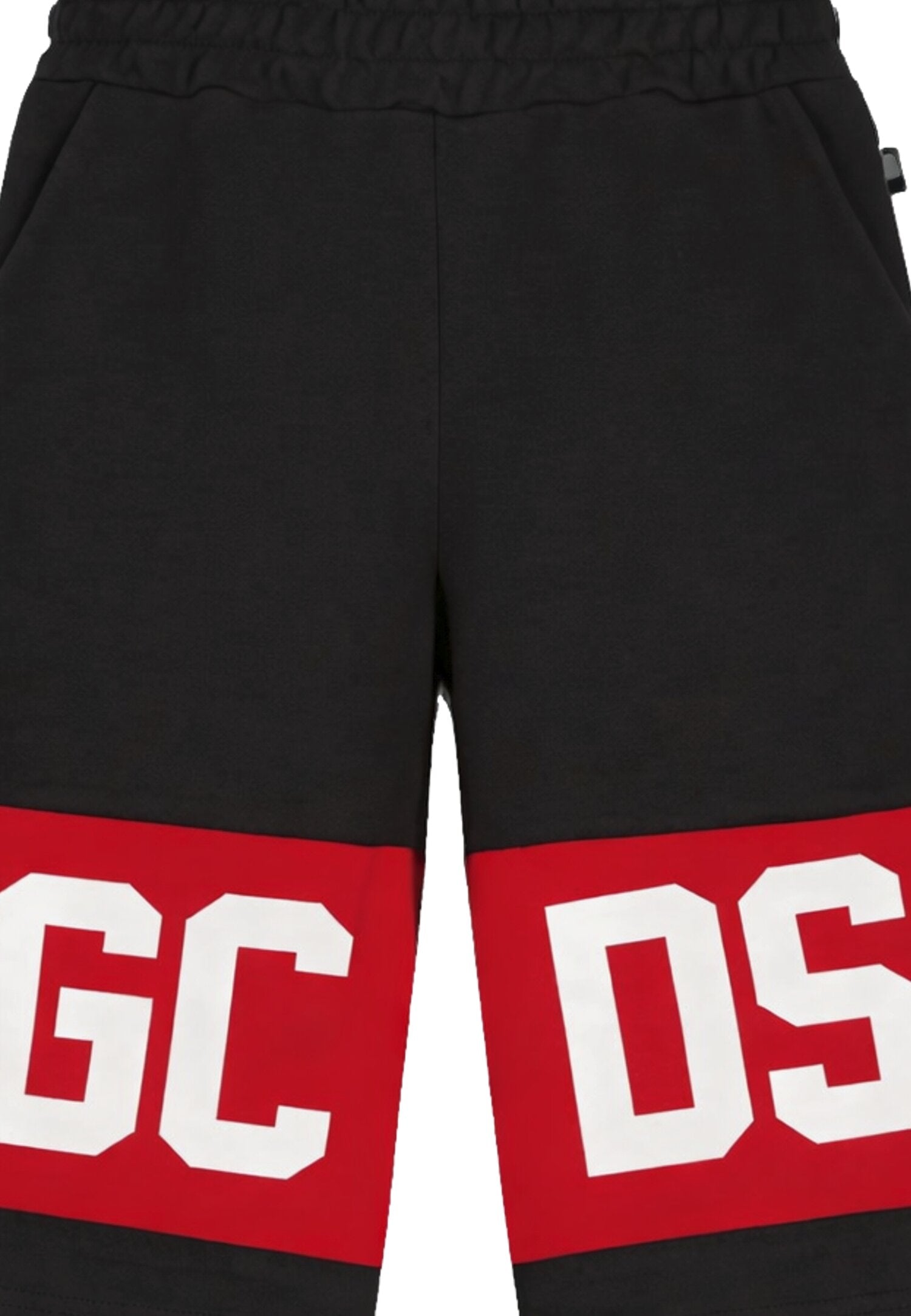 Gcds Bermuda Nero-Rosso Bambino-Ragazzo Vita Regolabile Sportivo In Cotone