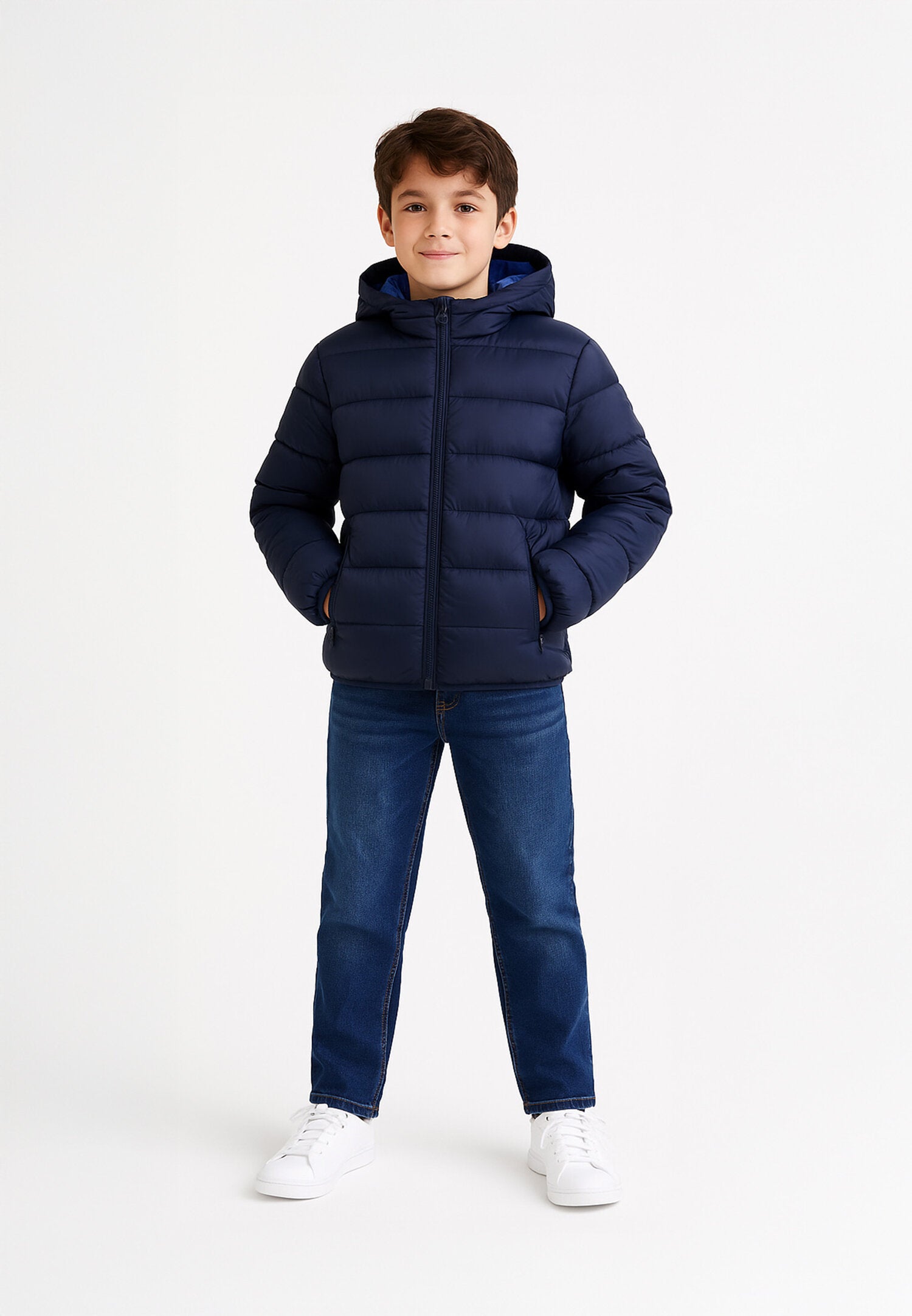 Canadiens Giubbotto Bambino Blu In Nylon Con Cappuccio Invernale AI 25