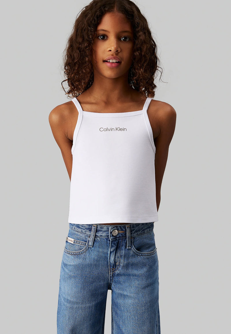 Top corto Calvin Klein bianco per bambina - Primavera Estate 25 - BIANCO | CammarataMode