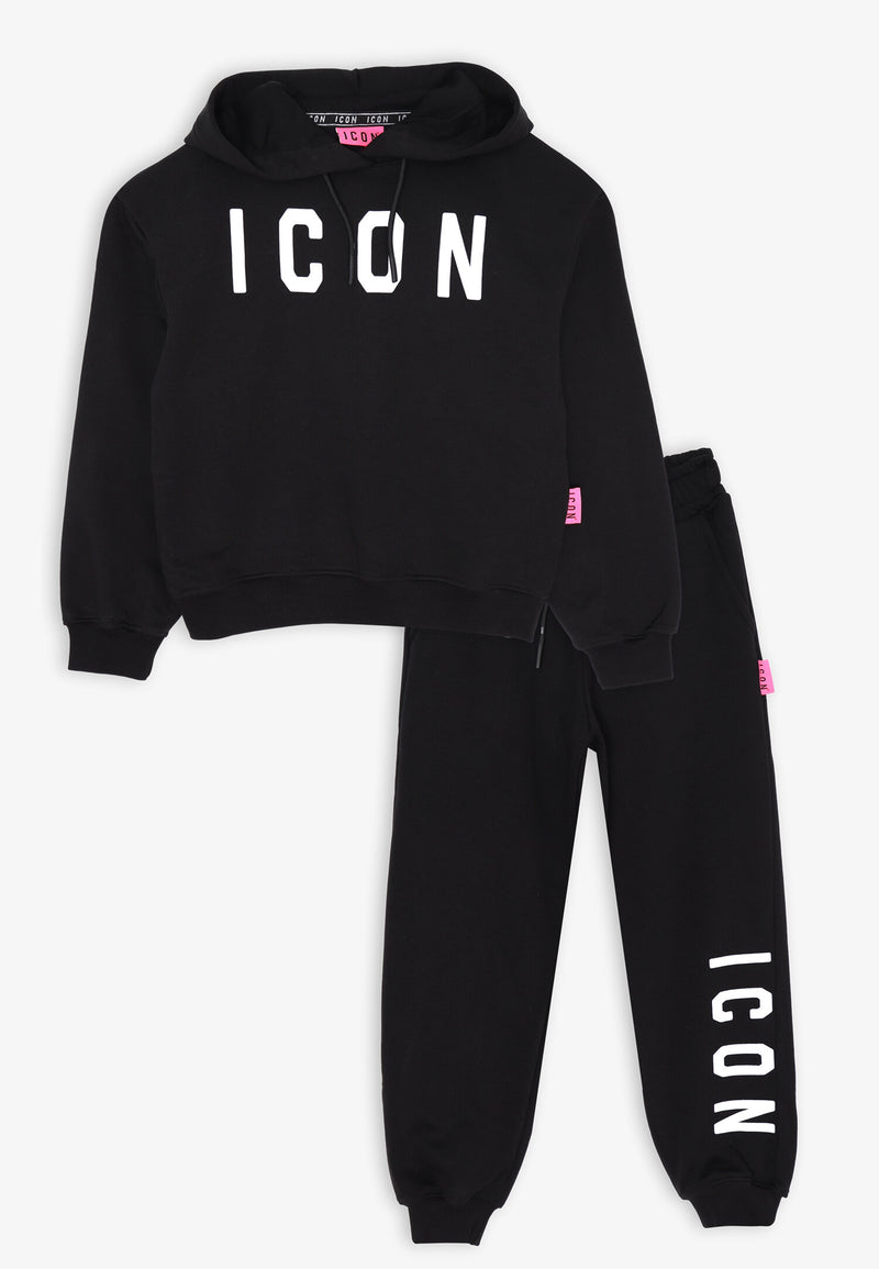 ICON Cropped Sweatshirt and Black Trousers Set - Girls and Teens - BLACK | CammarataMode