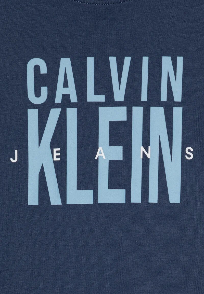 Calvin Klein blue t-shirt child boy kids junior modern logo cotton - BLUE | CammarataMode