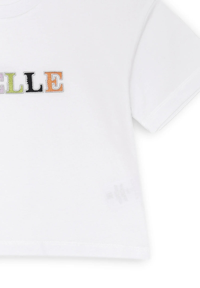 Maglia bianca Gaelle ragazza stampa multicolore cotone estivo regular fit - BIANCO | CammarataMode