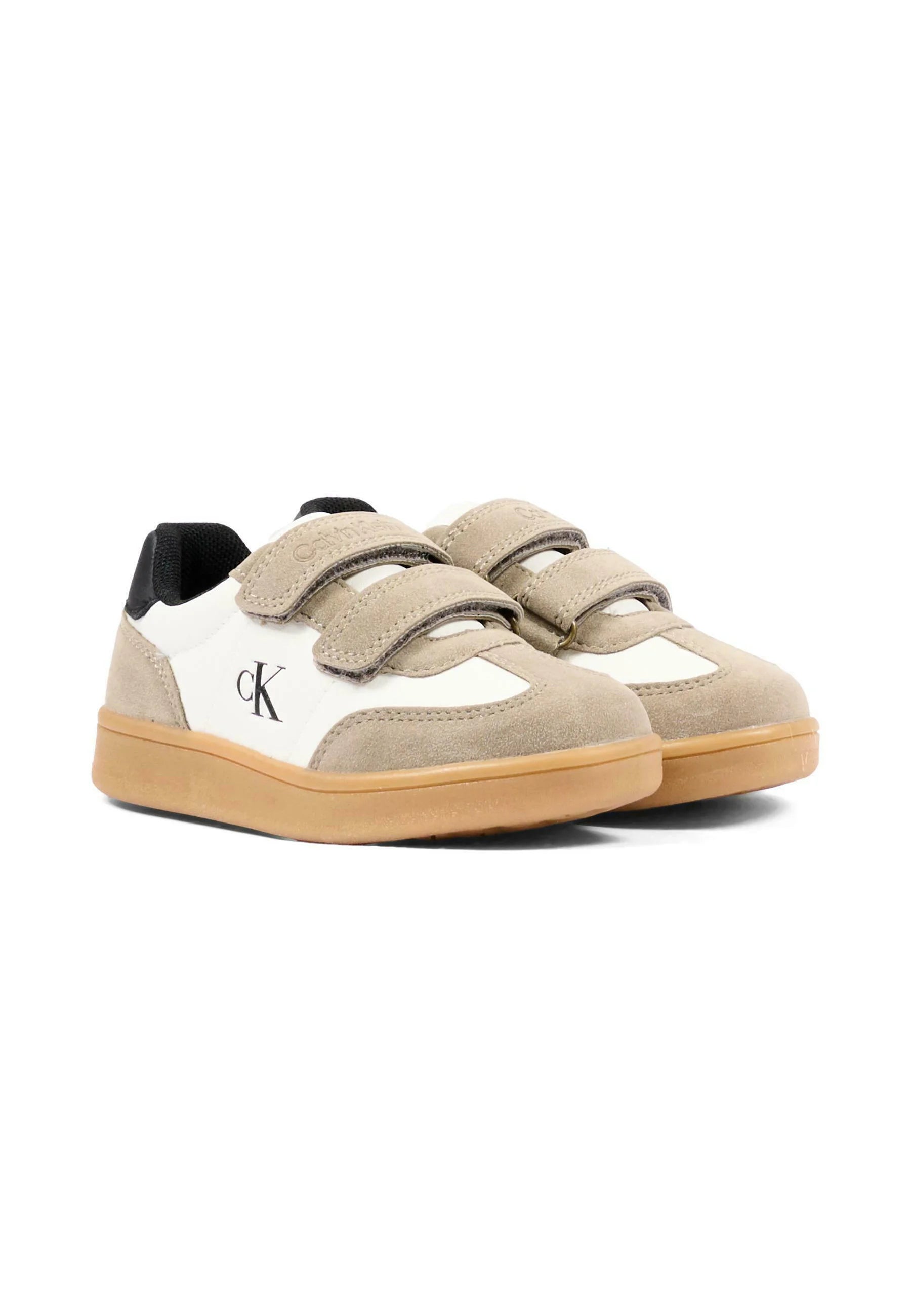 CALVIN KLEIN sneaker beige con strappi e dettaglio nero e logo laterale Bambini e ragazzi 224-V1X9-83443-0318Y746.BEIGE_