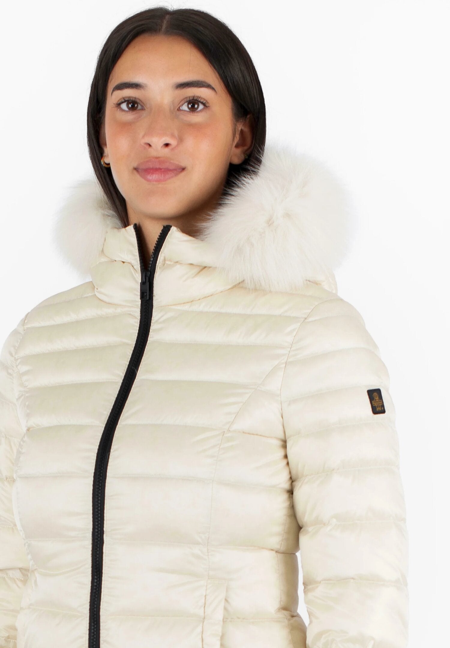 Refrigiwear piumino donna avorio lungo con cappuccio imbottito | CammarataMode