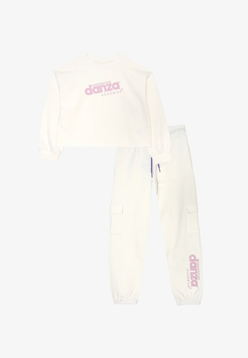 Completo Dimensione Danza panna con logo rosa per bambina primavera estate 2025 - PANNA | CammarataMode