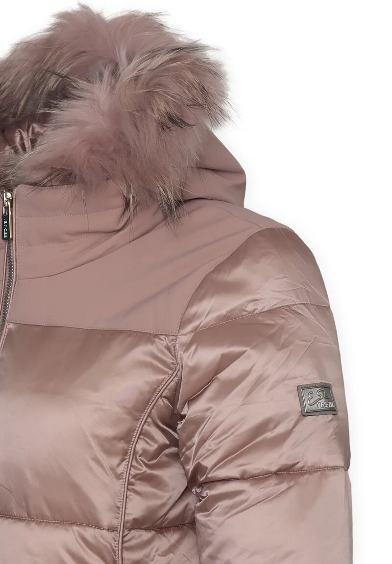 Pink down jacket with fur for girls 6-16 years - Yess Zee Essenza - ROSE | CammarataMode