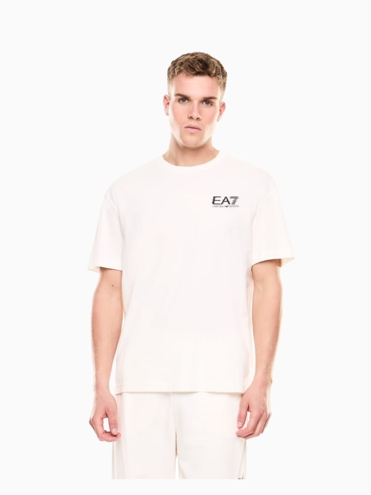 Emporio Armani t-shirt in jersey di cotone visibility bianco con stampa logo