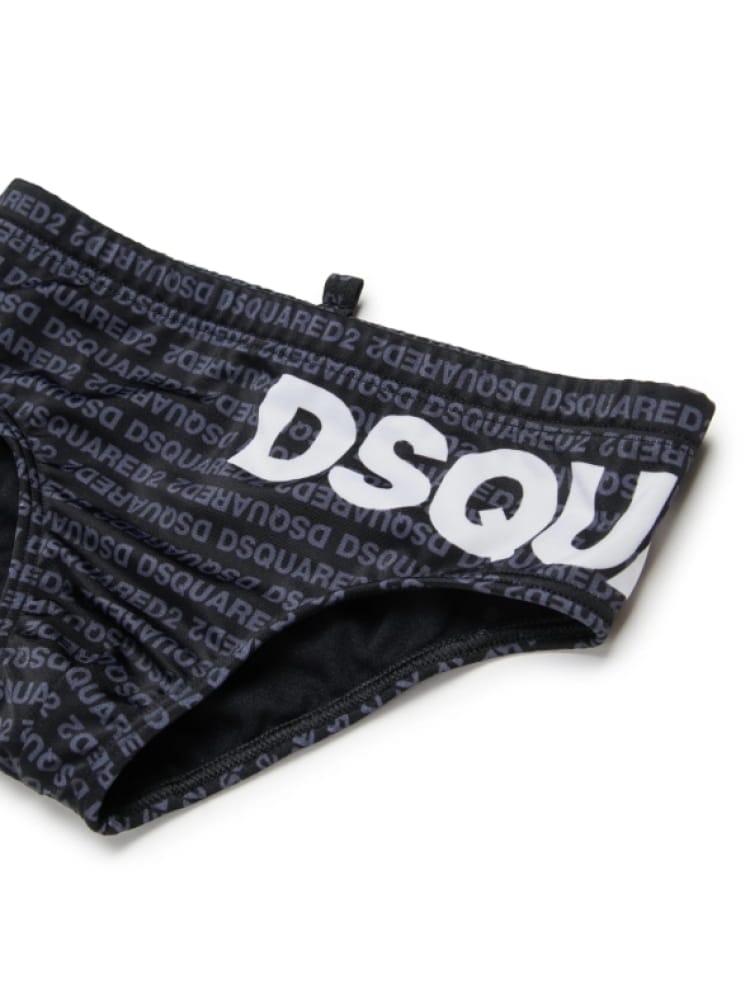Dsquared costume da bagno slip kids/junior nero con logo Bambino