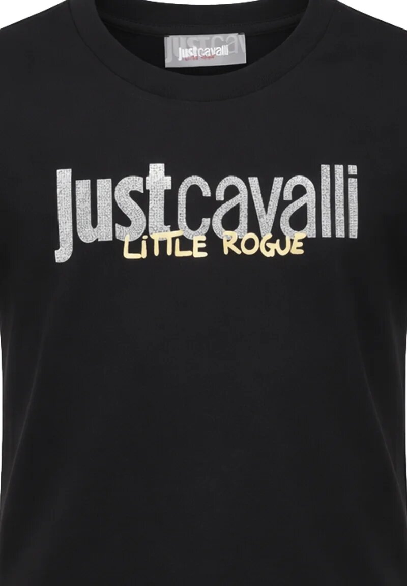 Just Cavalli Tshirt Nera Logo Strass Bambina Maniche Corte - JGP26195TS_