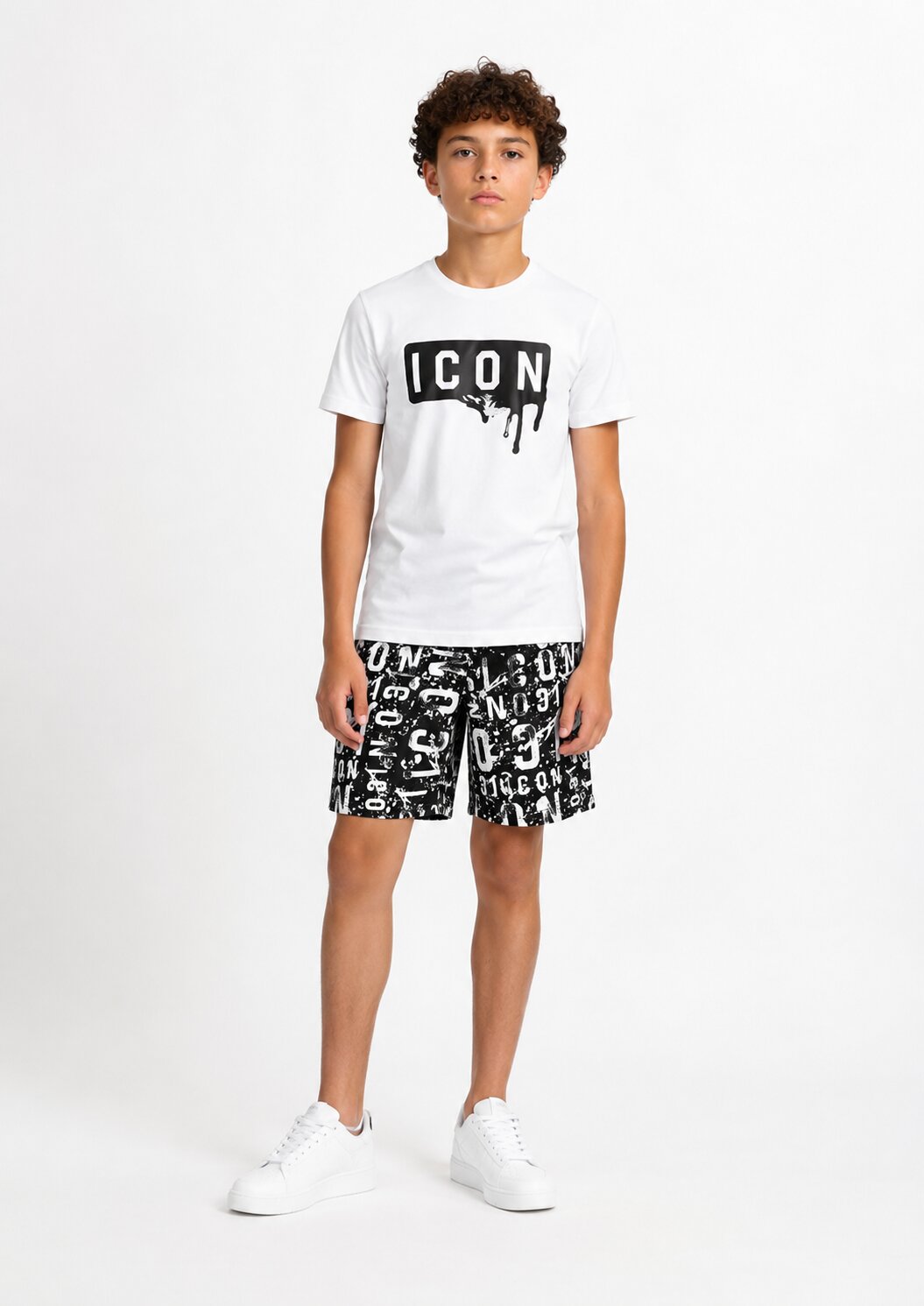 Icon Completo Bianco Logo Goccia Bambino Maniche Corte IBKS001097+1095_
