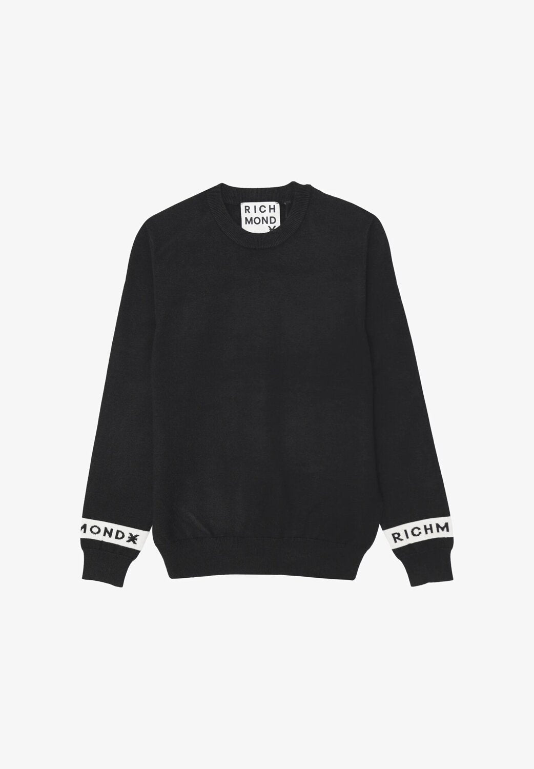 John Richmond maglia uomo lana nera collo tondo polsini logo | CammarataMode