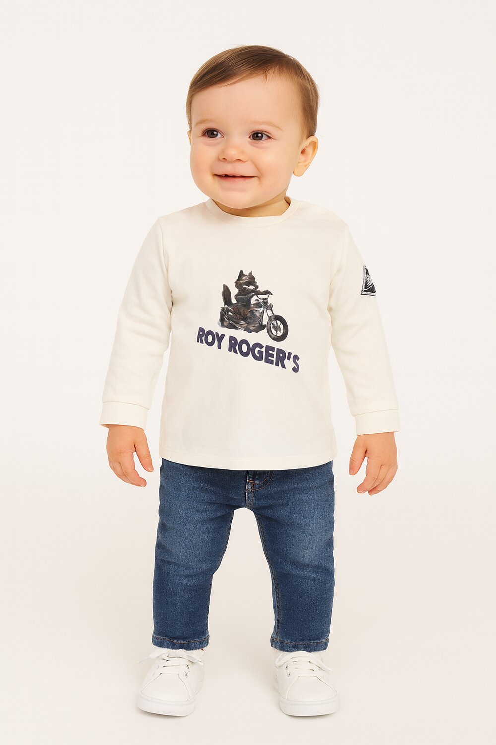 Roy Rogers Maglietta Bambino Wolf Manica Lunga - Off White