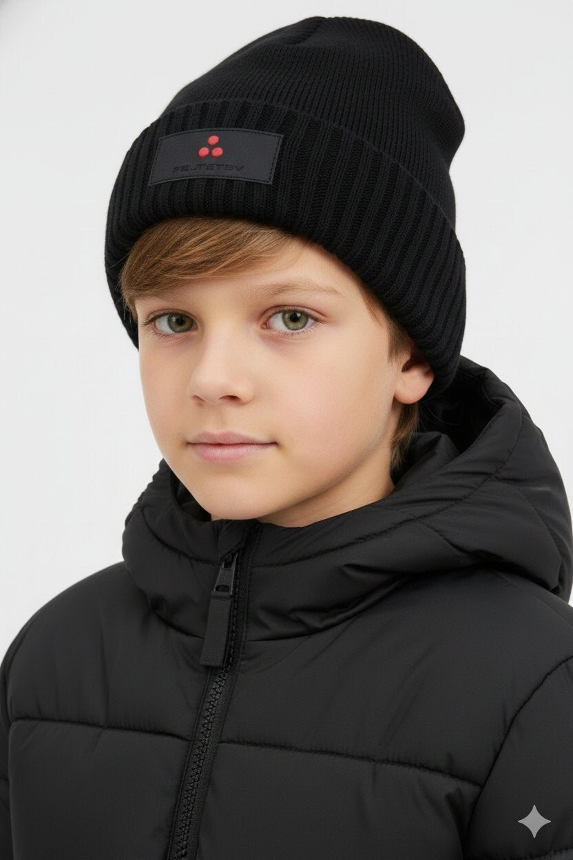 Peuterey berretto blu scuro bambino e ragazzo in lana e cashmere