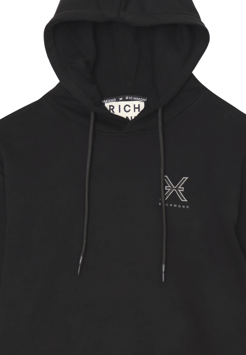 John Richmond felpa uomo berry con cappuccio in cotone logo ricamato - NERO | CammarataMode