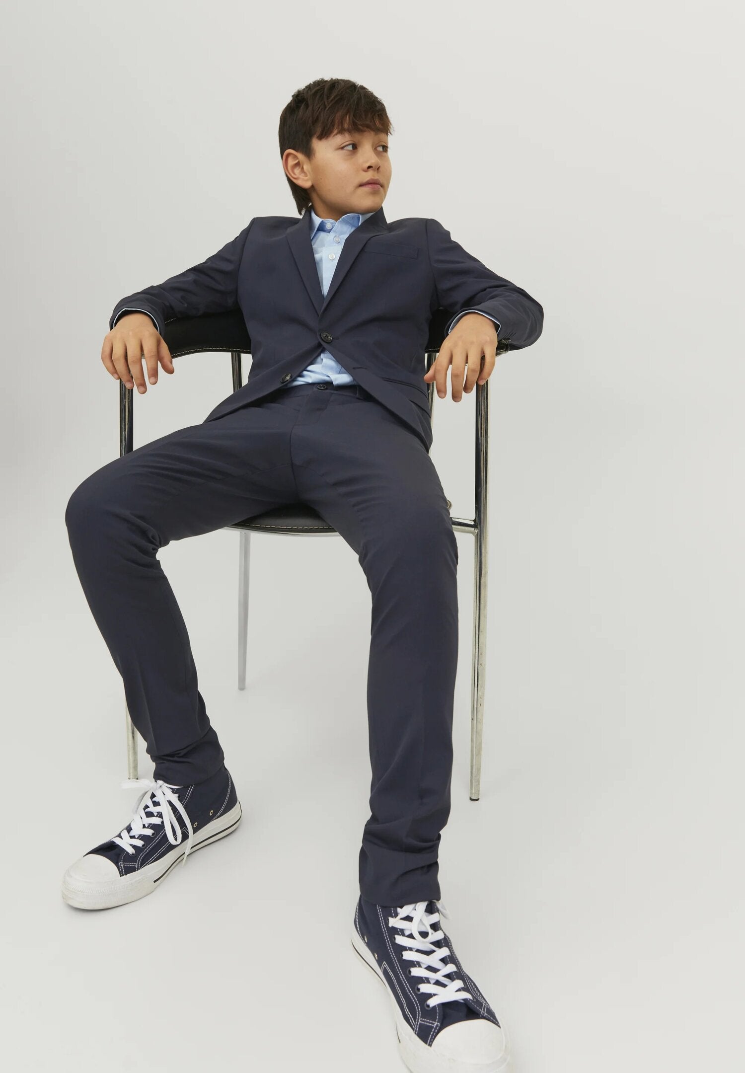 Jack & Jones Junior pantaloni eleganti bambino e ragazzo blu navy slim fit