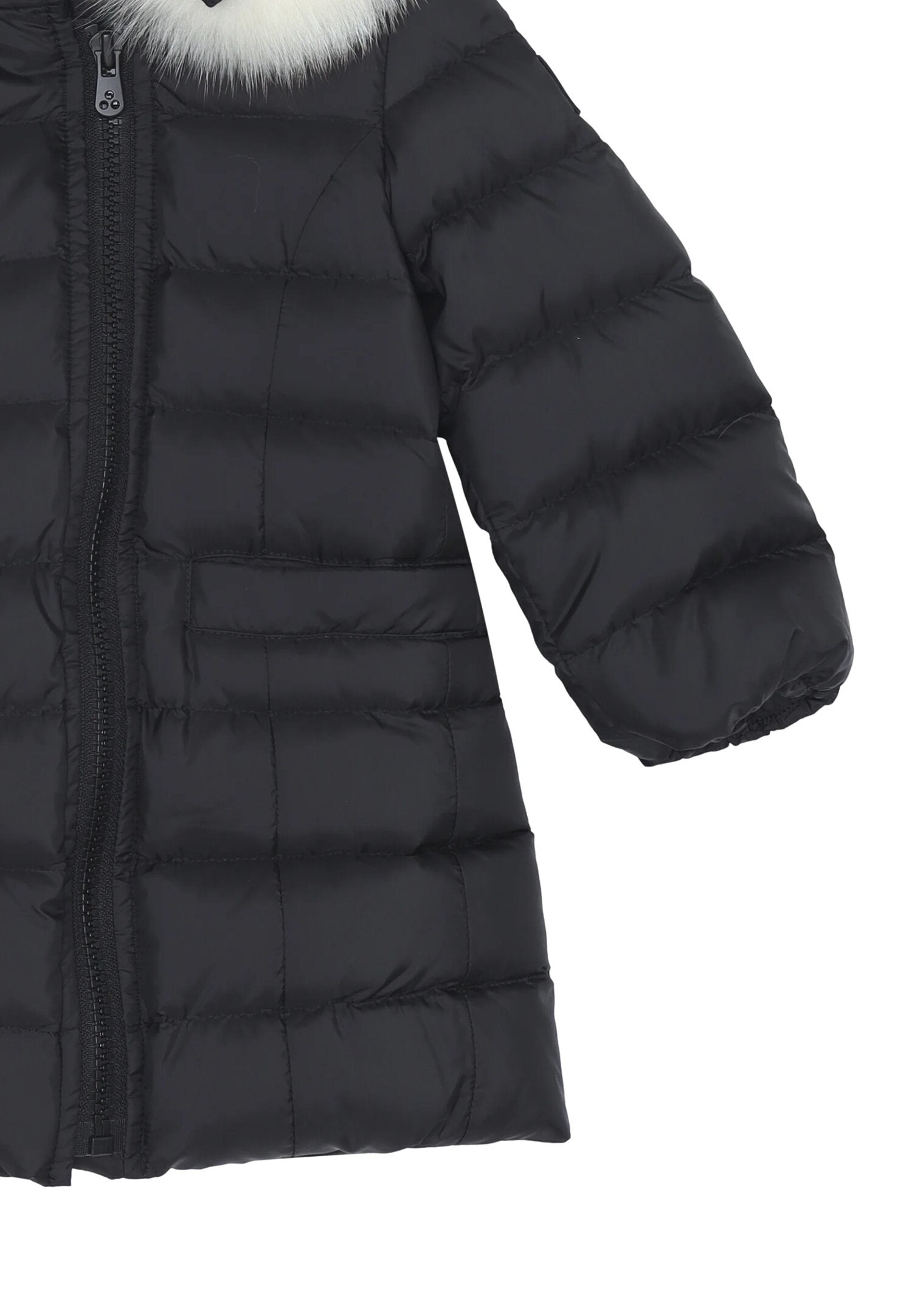 Peuterey piumino lungo neonata nero con cappuccio e bordo pelliccia