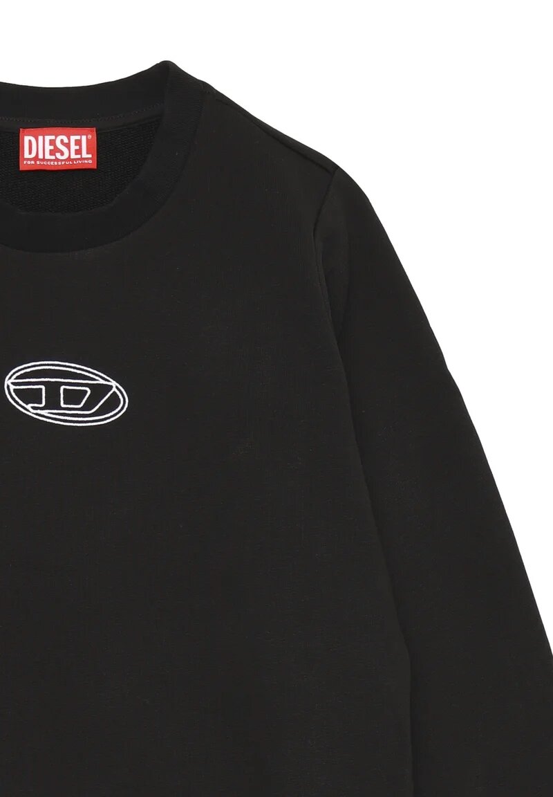 Diesel Felpa Bambino Nera In Cotone Scollo Tondo | Quotidiano AI 25 | CammarataMode
