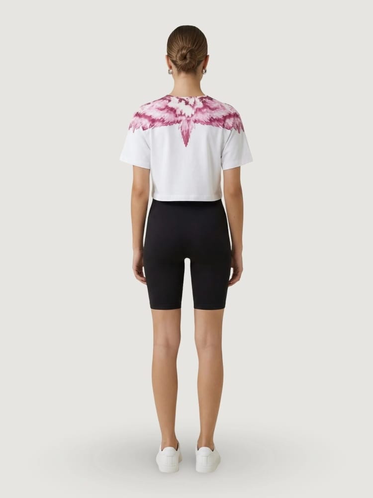 Marcelo Burlon tshirt bianca donna maxi logo rosa
