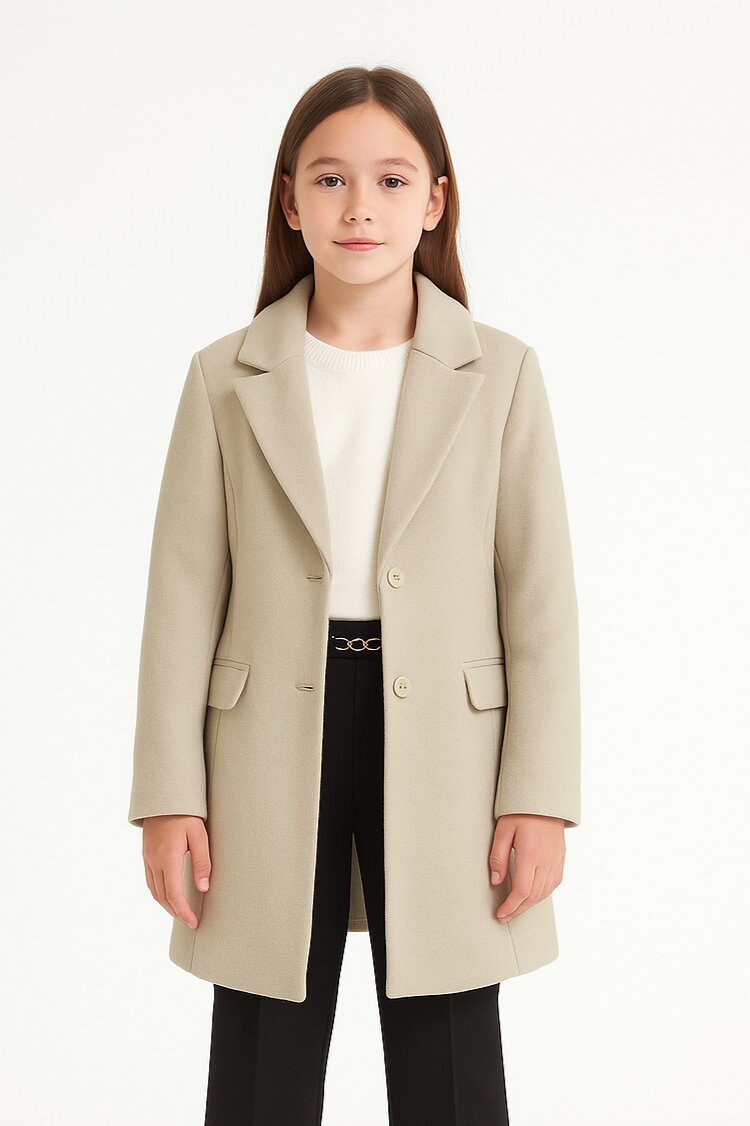 Kocca cappotto classico sabbia bambina e ragazza elegante lungo - SABBIA | CammarataMode