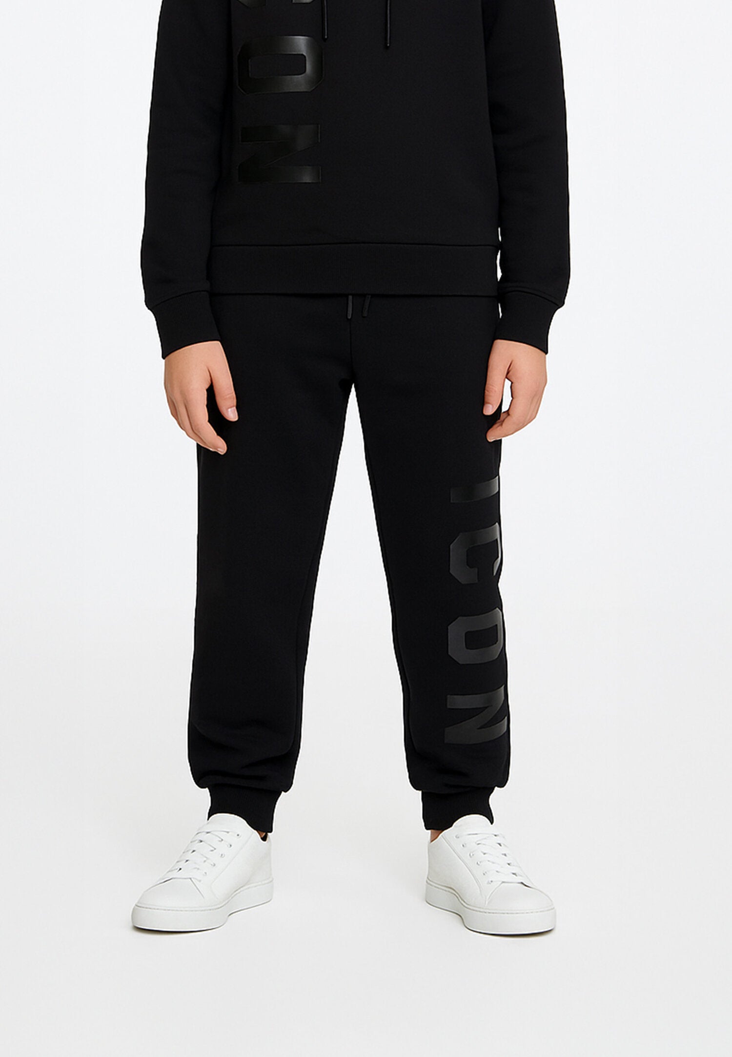 Icon Pantalone Nero Bambino In Cotone Vita Regolabile Sportivo AI25