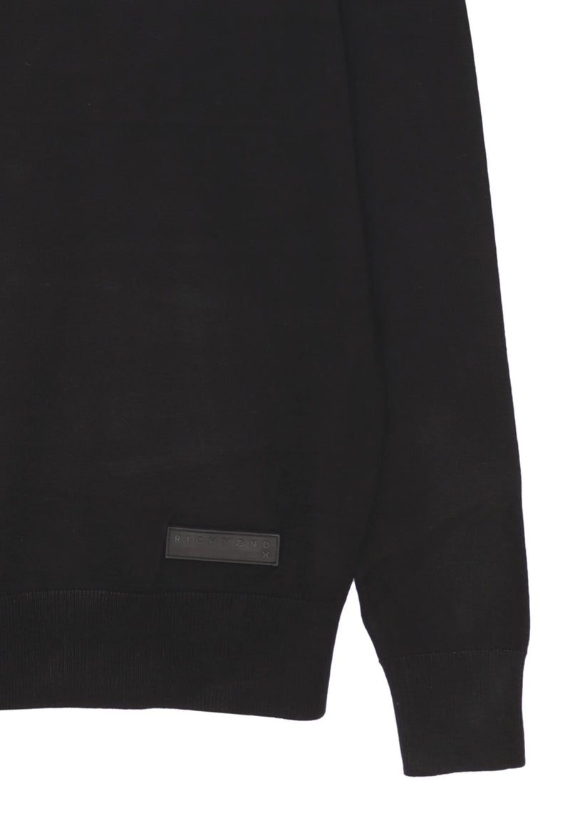 John Richmond felpa uomo nera in misto viscosa con logo - NERO | CammarataMode