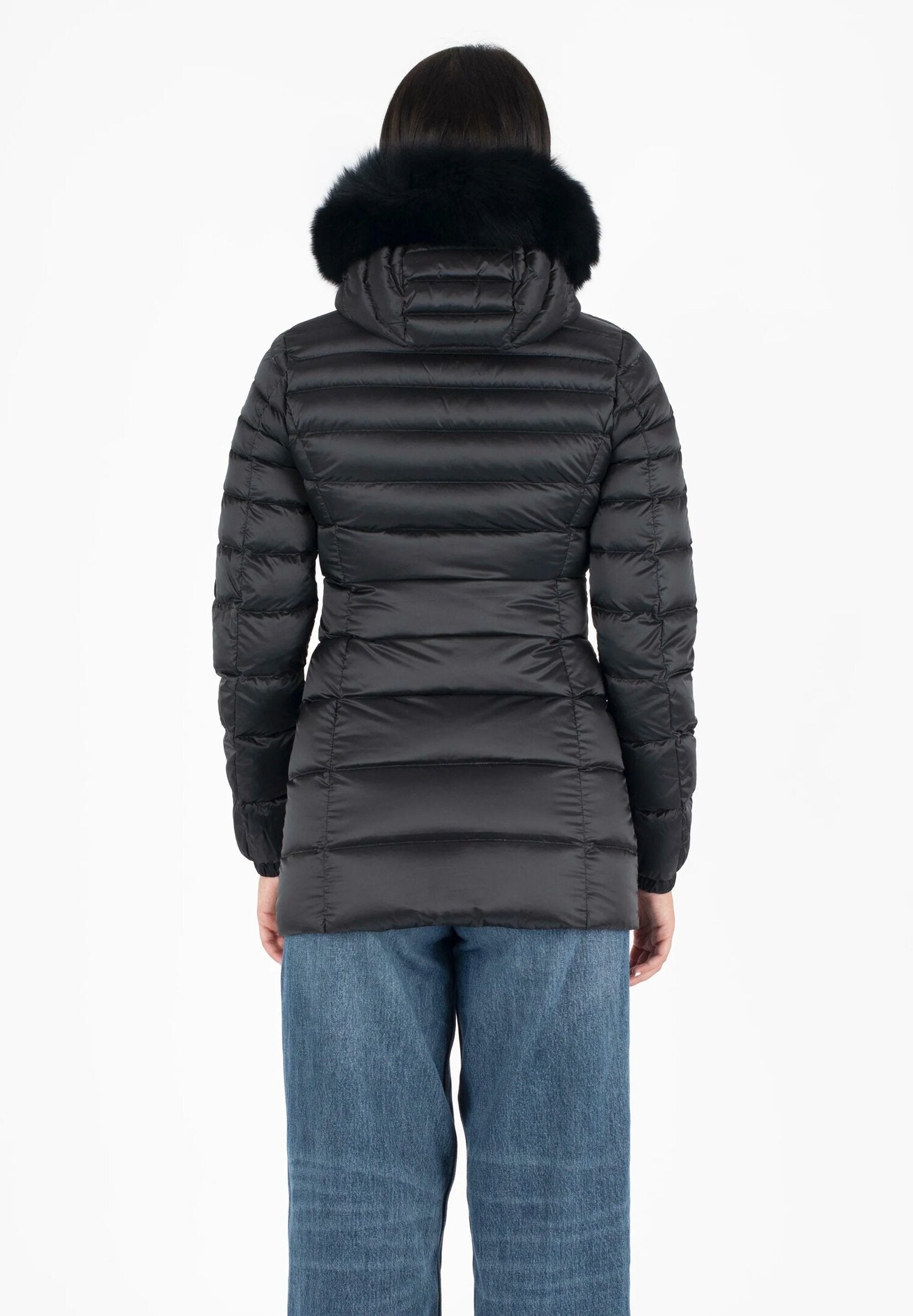 Refrigiwear piumino donna nero lungo con cappuccio imbottito | CammarataMode